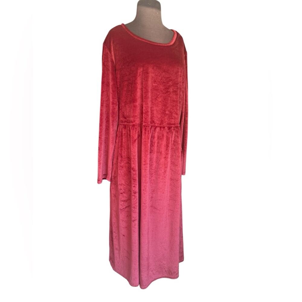 Vtg Velvet Stretch Relaxed Boho Lagenlook Dress Womens Size 1X Modest